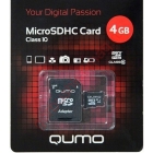 MicroSD  4GB  Qumo Class 10 +SD адаптер